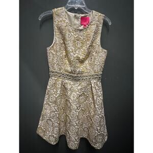 Lilly Pulitzer LEVY DRESS Gold Metallic Blooming Floral Brocade Size 4